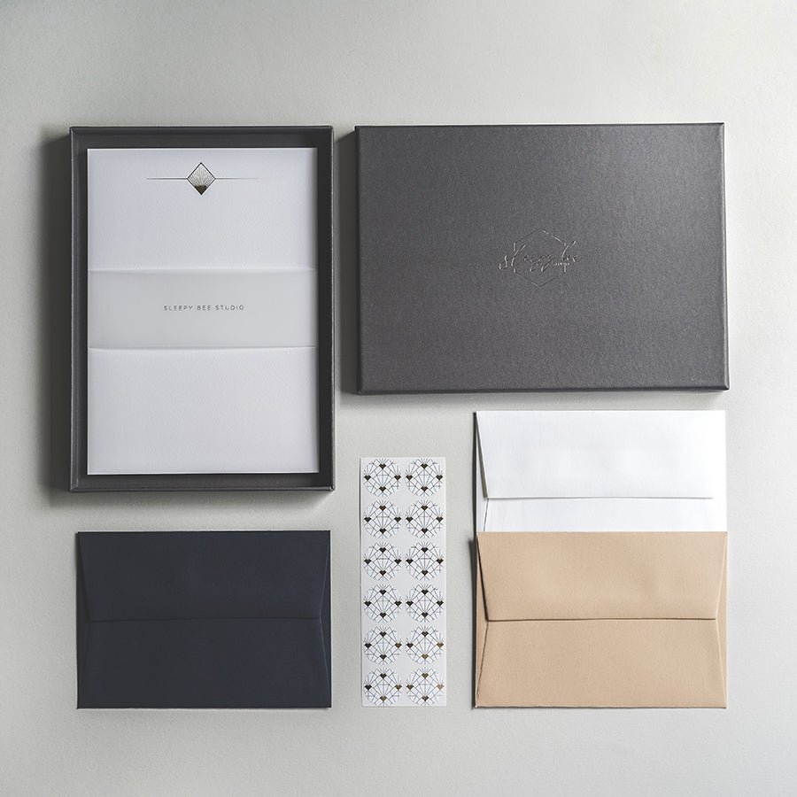 Load image into Gallery viewer, Art Deco Luxury Writing Paper &amp;amp; Envelope Set
