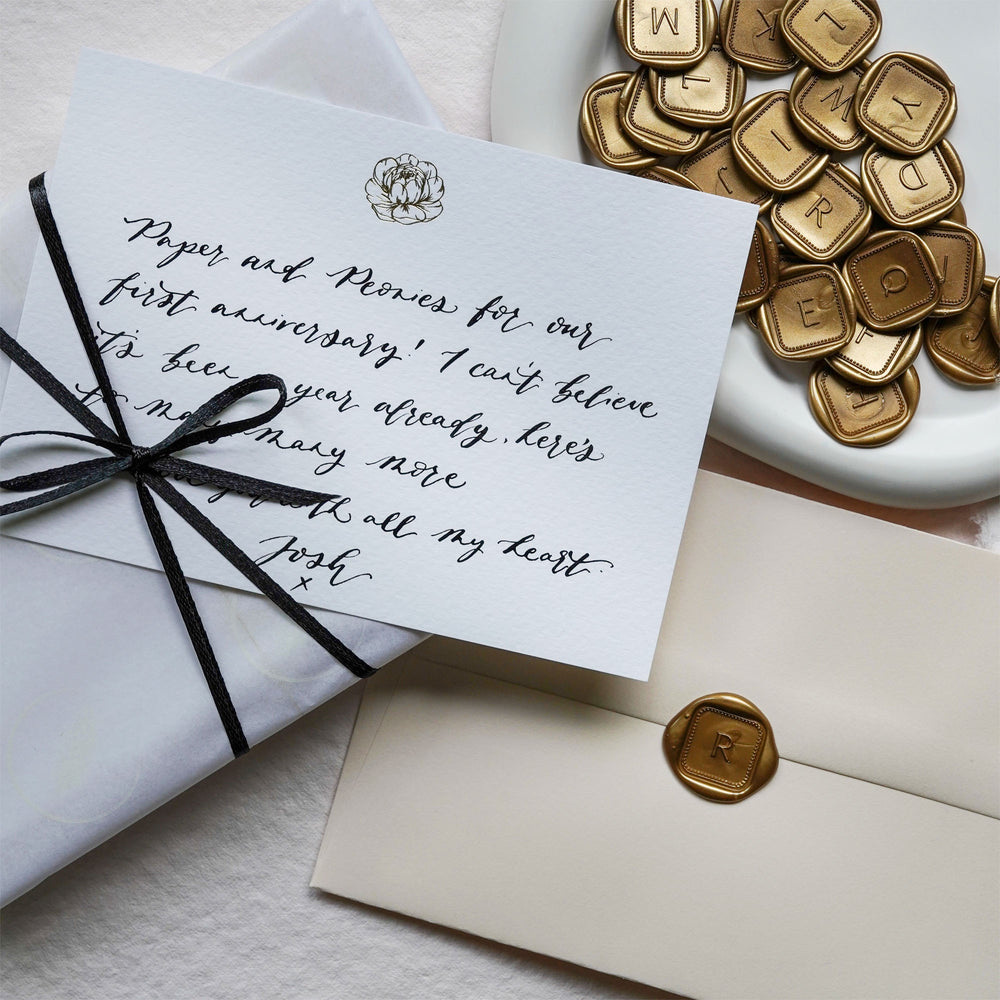 
                      
                        Enjoy taking some quality time to write with our gold foiled peony notecards, hand pressed in our Cambridge studio &amp; designed to turn every writing moment into a truly enjoyable experience.
                      
                    