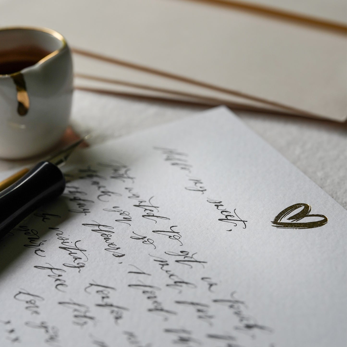 Show some love with our hand foil pressed gold heart notecards, designed to delight the writer & the receiver.