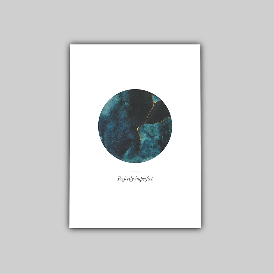 Watercolour Kintsugi inspired fine art print printed on premium archival quality Hahnemuhle German Etching 310gsm Paper – a unique handmade fine art print.