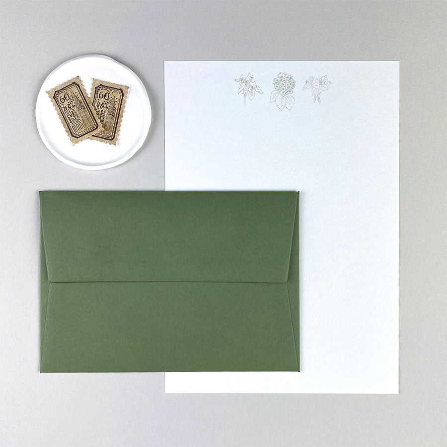 Load image into Gallery viewer, Beautiful tissue stationery set, handmade botanical inspired elements – The Tissue Wrapped Botanical Stationery Set – a premium themed gift.
