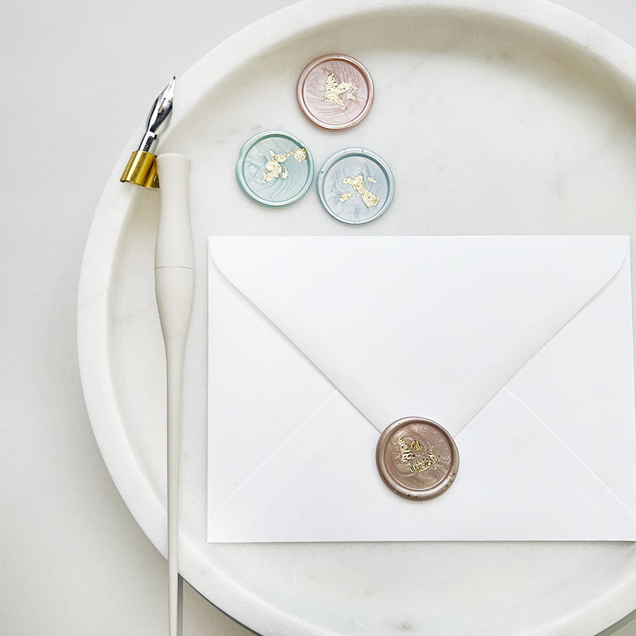 Gold leaf wax seals. Individually handmade with high quality wax, they are available to order in 4 colours.