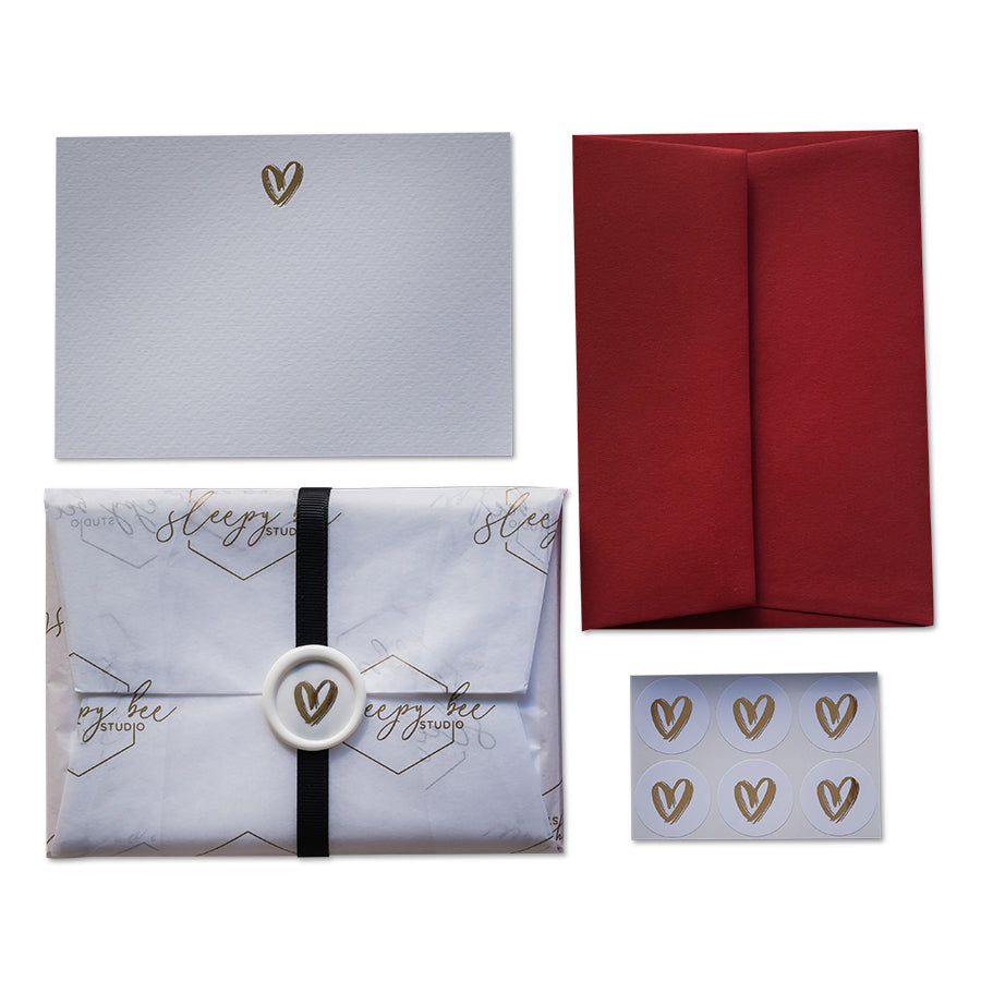 Heart Hot Foiled Luxury A6 Notecard Set