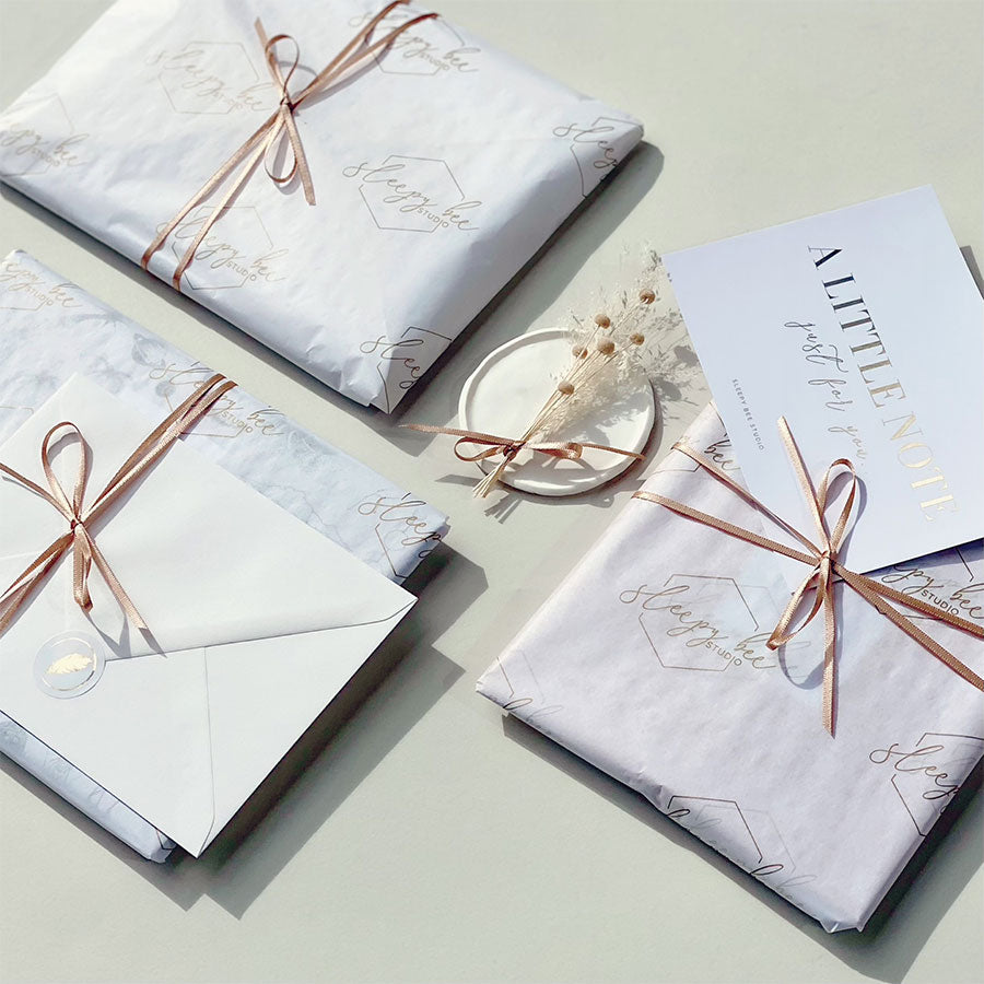 Logo Gift wrap and gold foil notelet